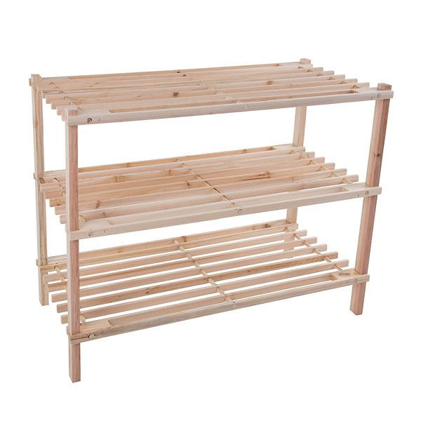 Portsmouth Home Wood 3 Tier Space Saver Shoe Rack