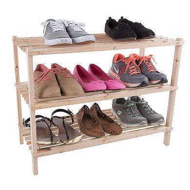 Portsmouth Home Wood 3-Tier Space Saver Shoe Rack