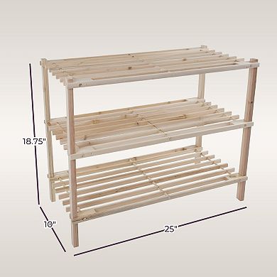Portsmouth Home Wood 3-Tier Space Saver Shoe Rack