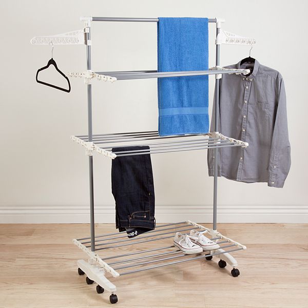 Portsmouth Home Rolling Heavy Duty 3-Tier Laundry Drying Rack