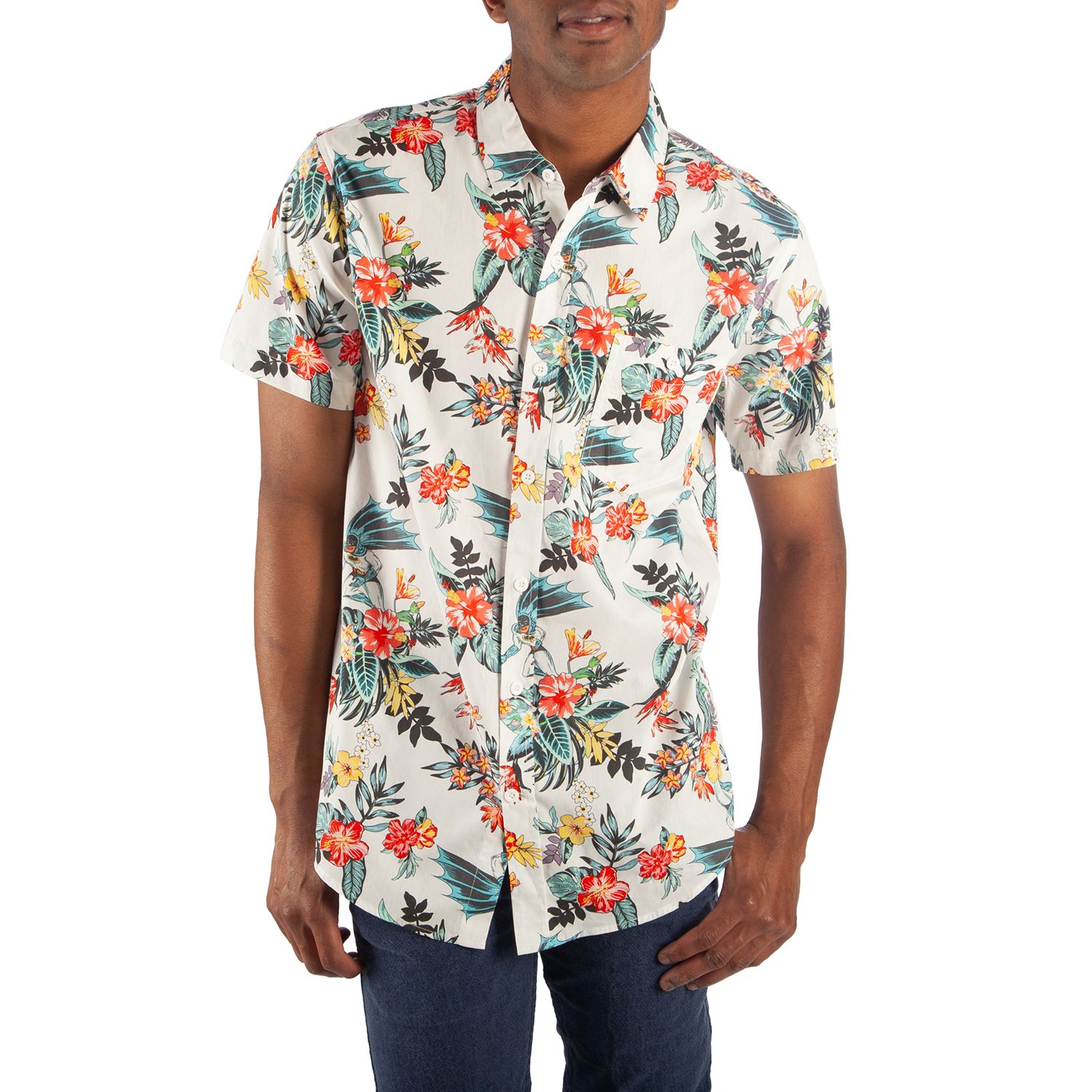 Men's Batman Floral Button-Down Shirt