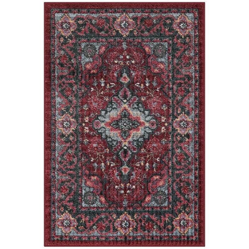 Sonoma Goods For Life Windsor Distressed Area & Washable Throw Rug, Red, 7X10 Ft