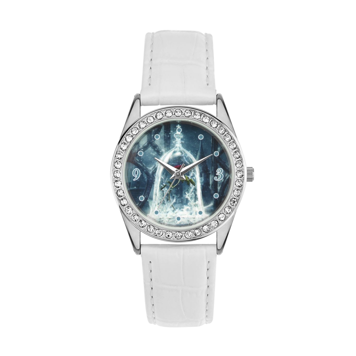 Image for Disney 's Beauty and the Beast Enchanted Rose Women's Crystal Leather Watch at Kohl's.