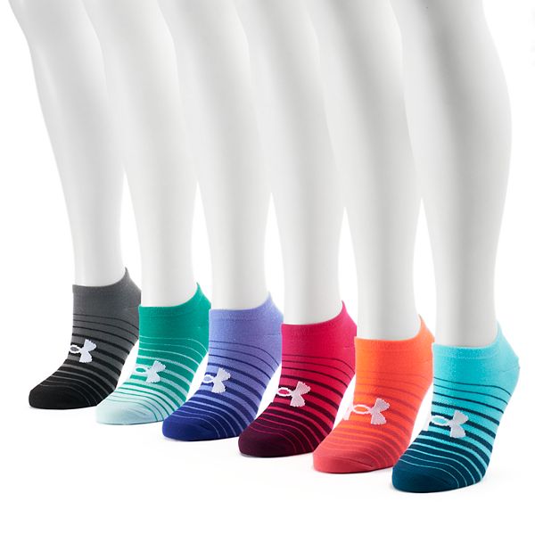 Women's Under Armour 6-Pack Essential Striped No-Show Socks
