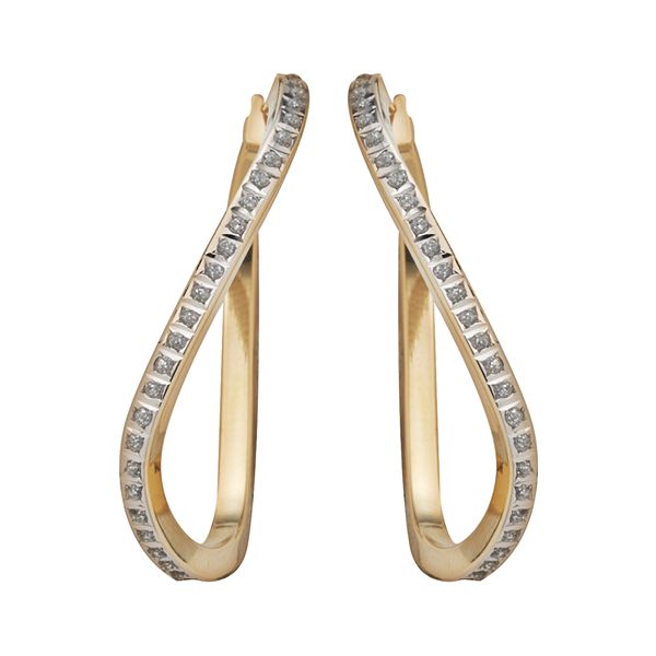 Diamond Fascination® 14k Gold Diamond Accent Wavy Hoop Earrings