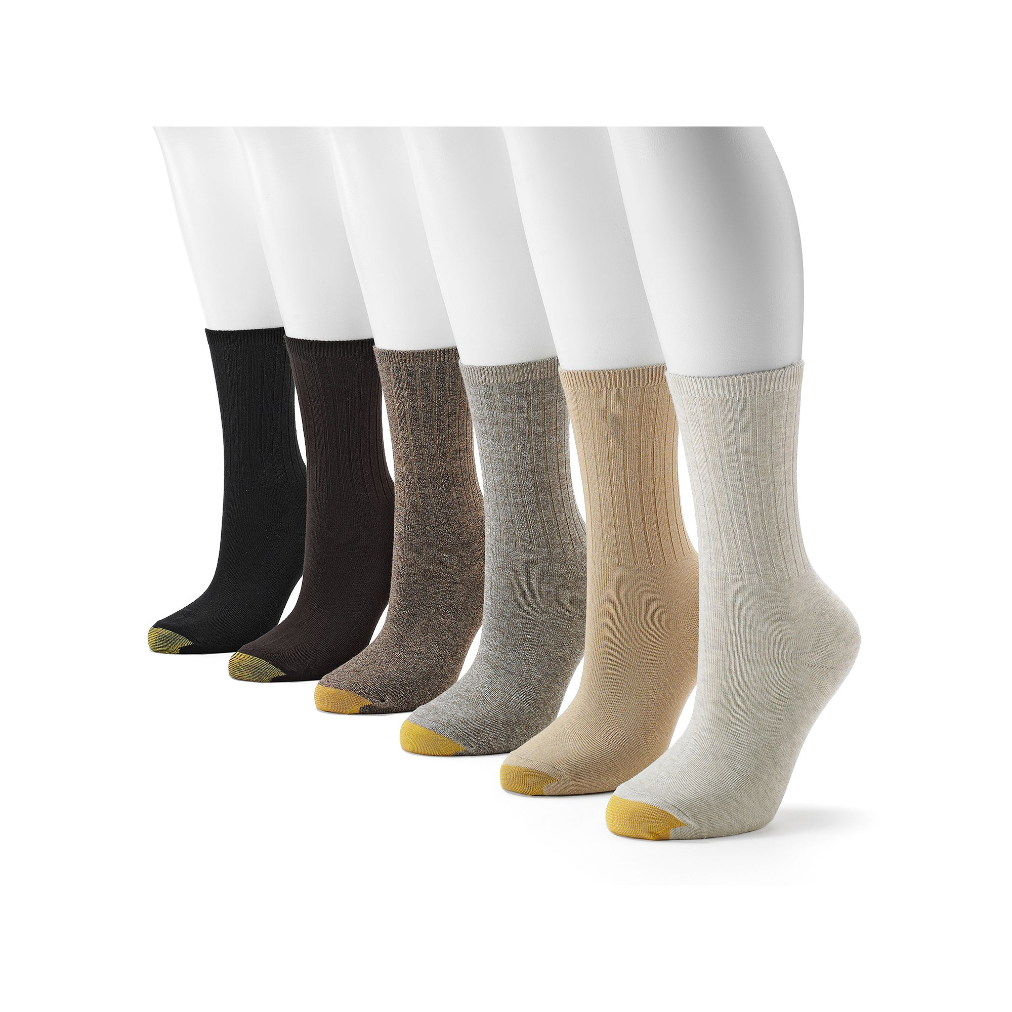 Womens GOLDTOE ® 6-pack Ribbed Crew Socks, Size: 9-11, Green