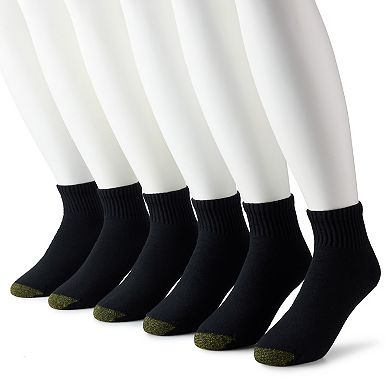Men's GOLDTOE® 6-Pack Extended Size Athletic Cushioned Cotton Quarter Socks