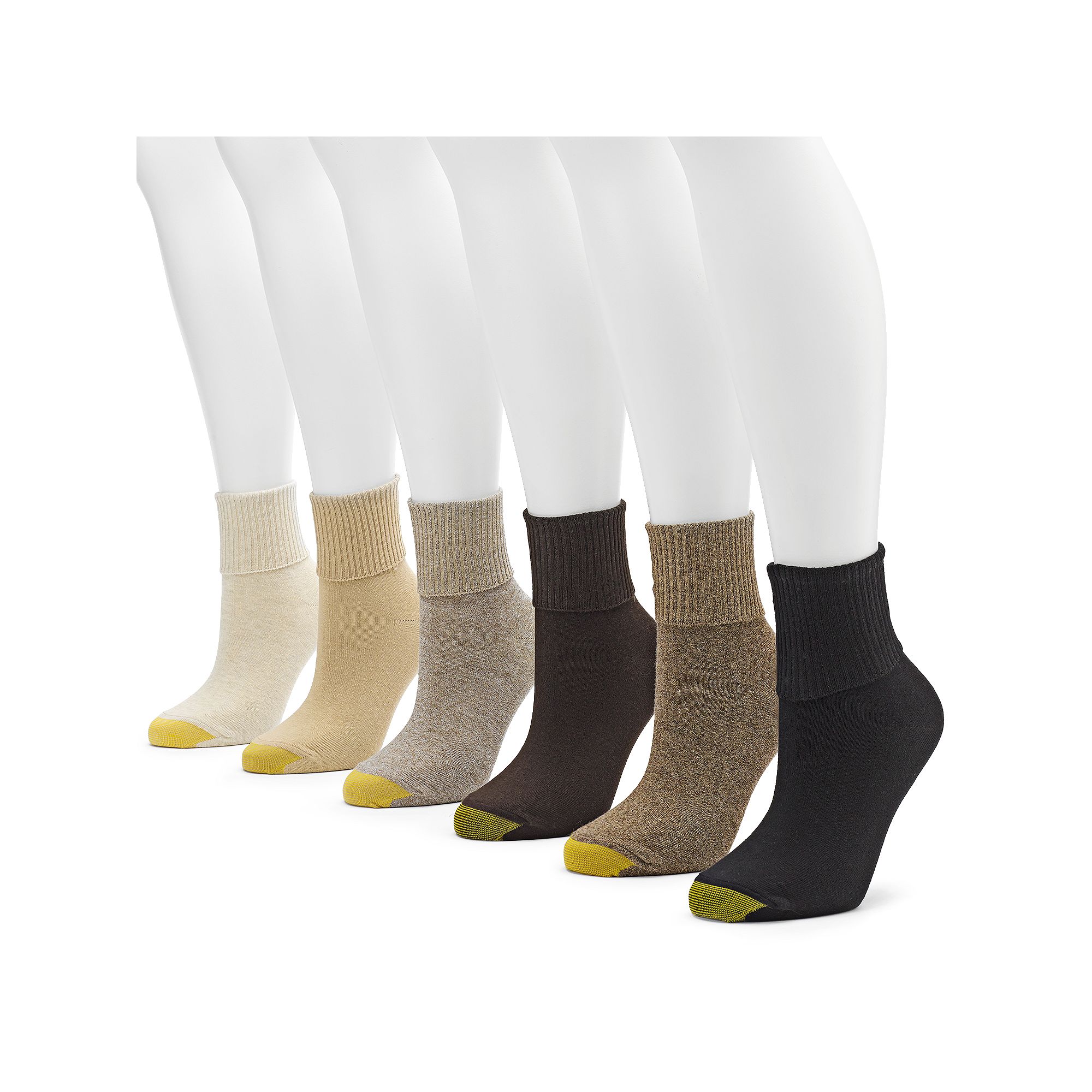 Womens GOLDTOE® 6-pack Turn-Cuff Socks, Size: 9-11, Green
