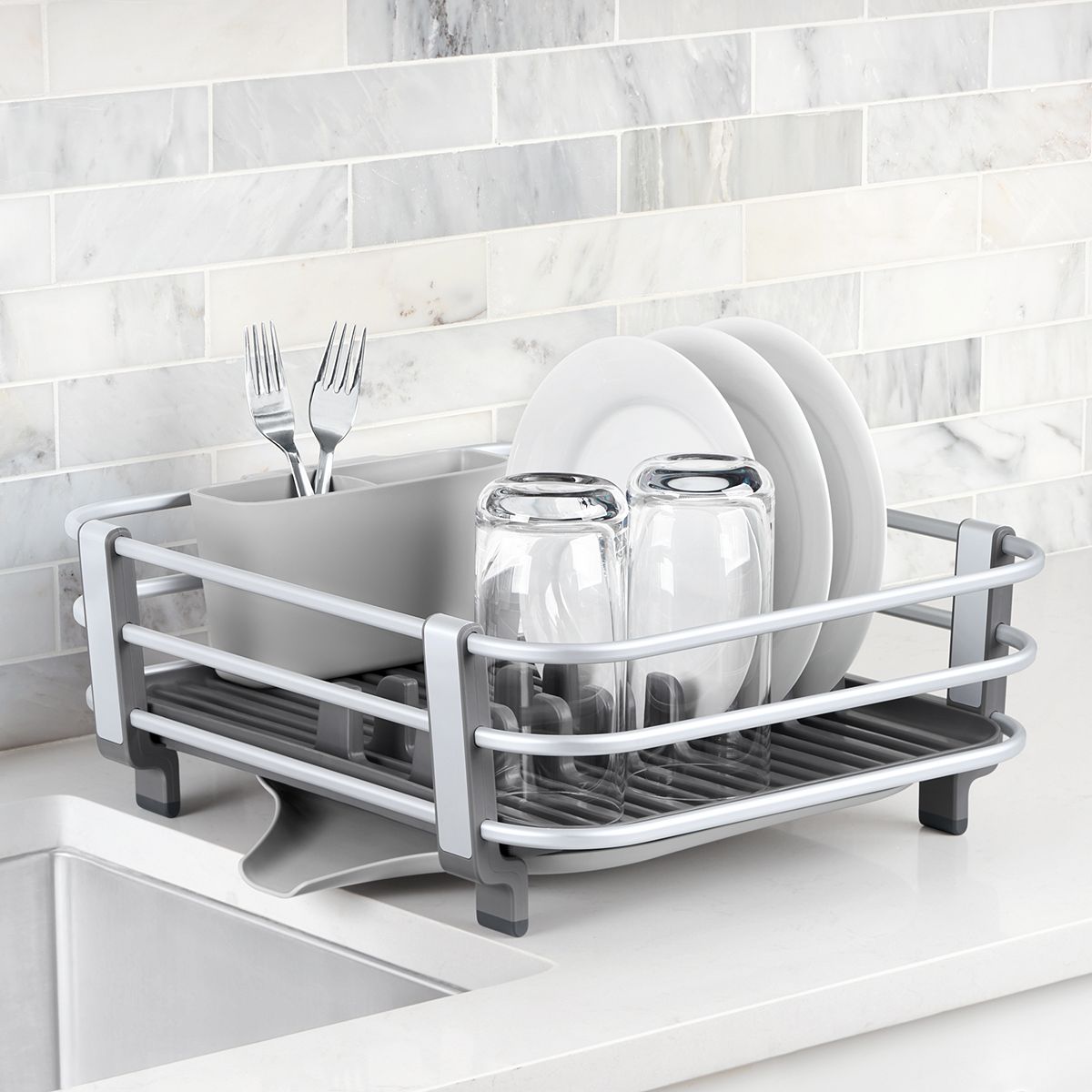 TOOLF Expandable Aluminum Dish Rack, Dish Drainer on Counter with