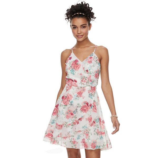 Juniors' Almost Famous Ruffled Floral Dress