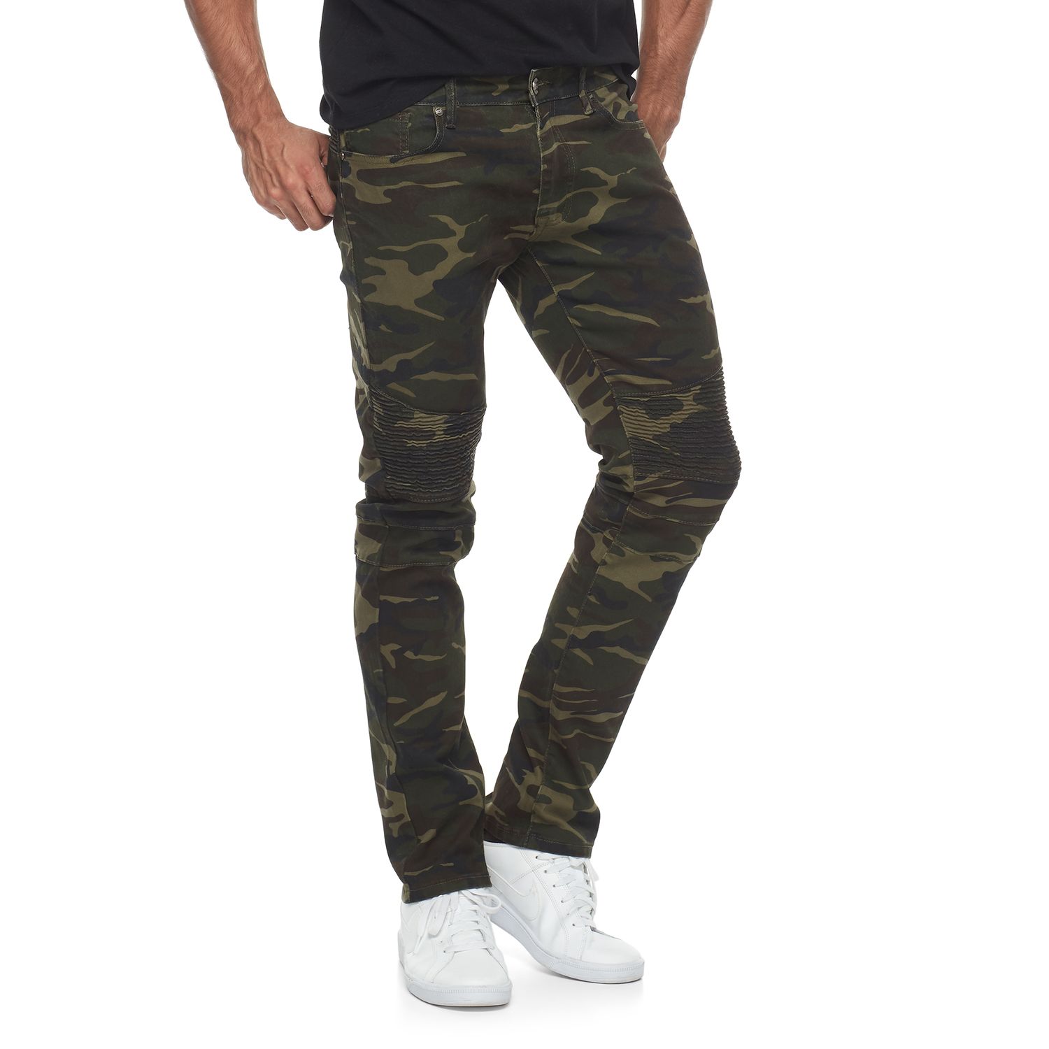 slim tapered moto jeans