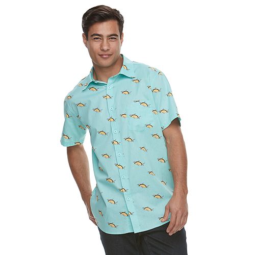 Men's Taco Shark Button-Down Shirt