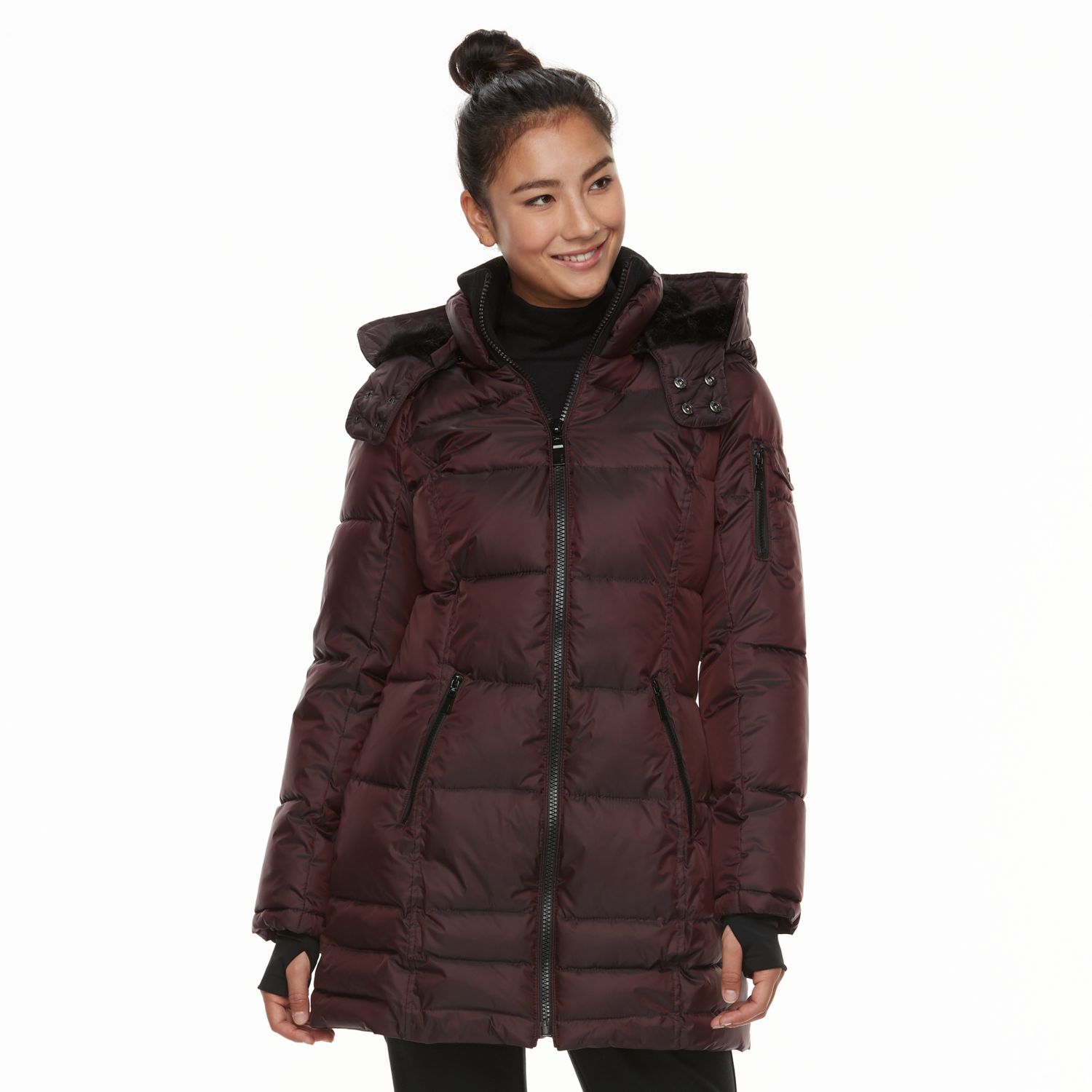 hfx long hooded puffer coat