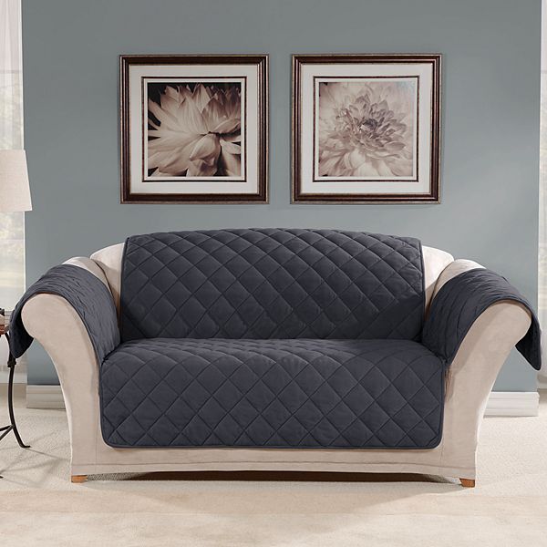 Sure Fit Microfleece Non Slip Loveseat Slipcover - Sure Fit Sofa And Loveseat Covers