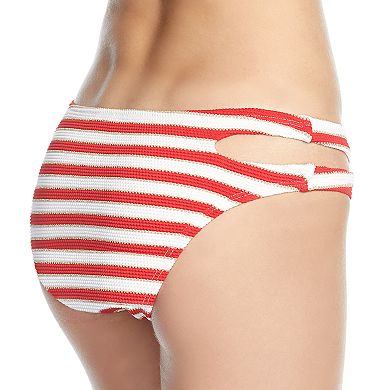 Mix and Match Textured Stripe Cutout Scoop Bikini Bottoms 