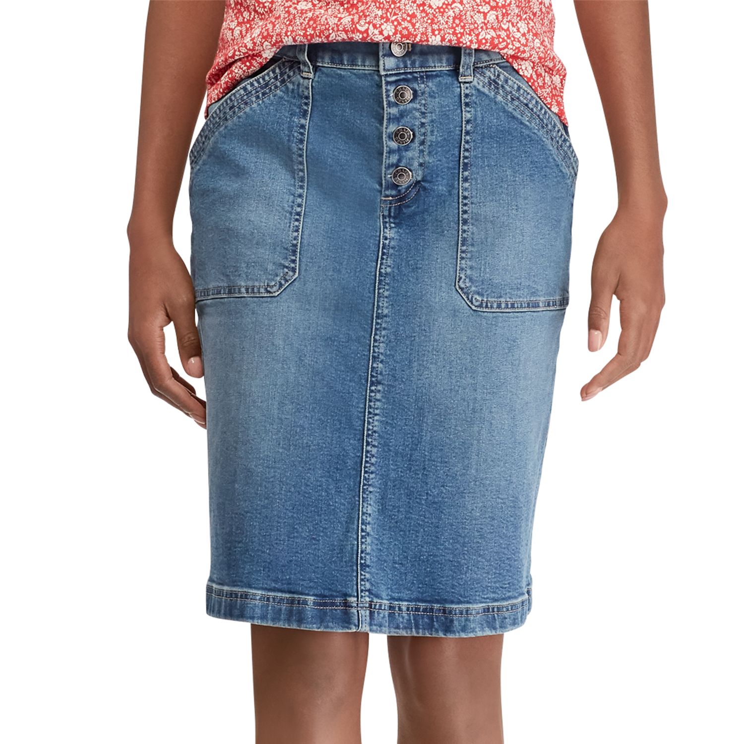 chaps denim skirt