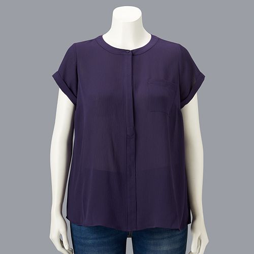 women's simply vera vera wang shirred neck popover blouse