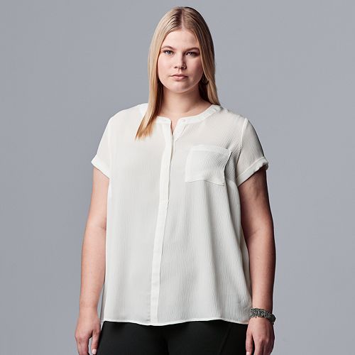 women's simply vera vera wang shirred neck popover blouse