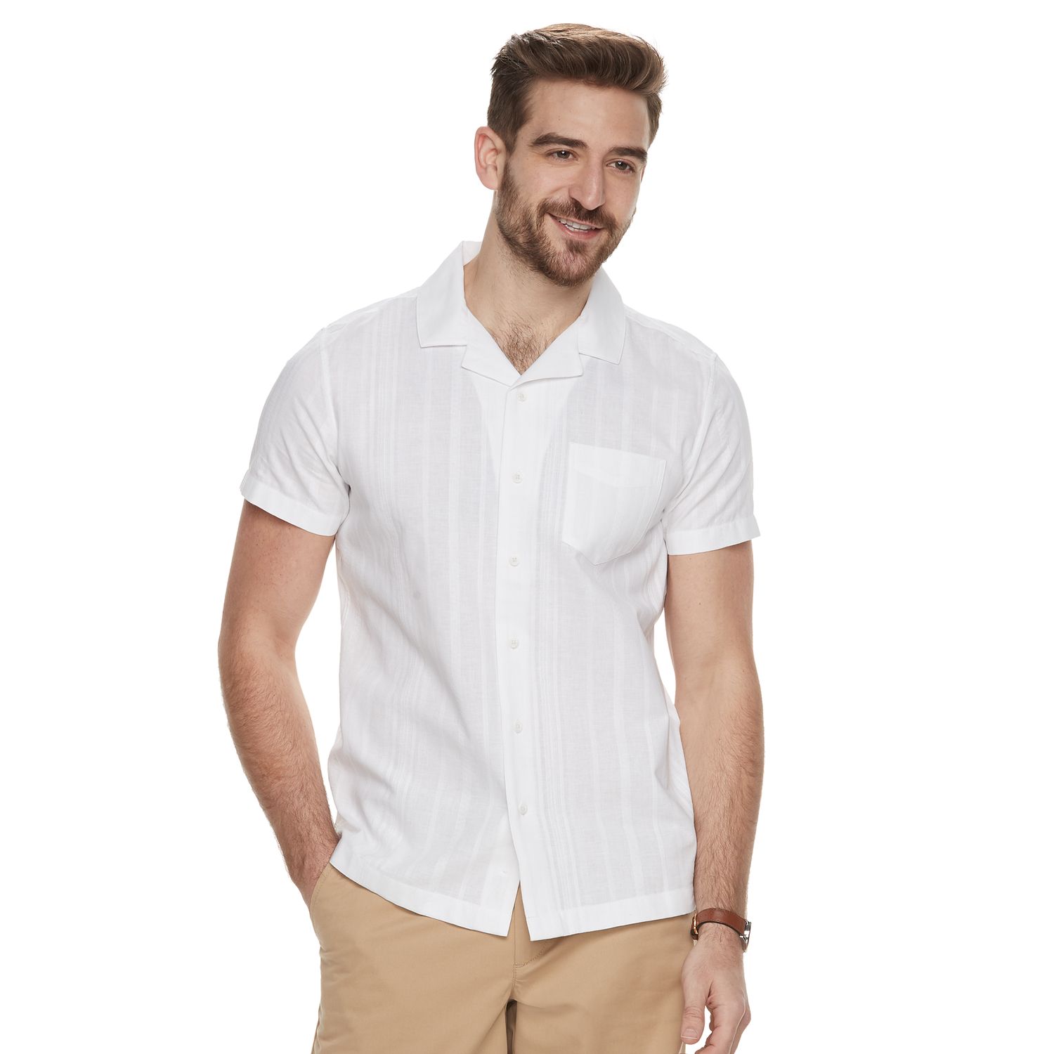 mens stretch linen shirt