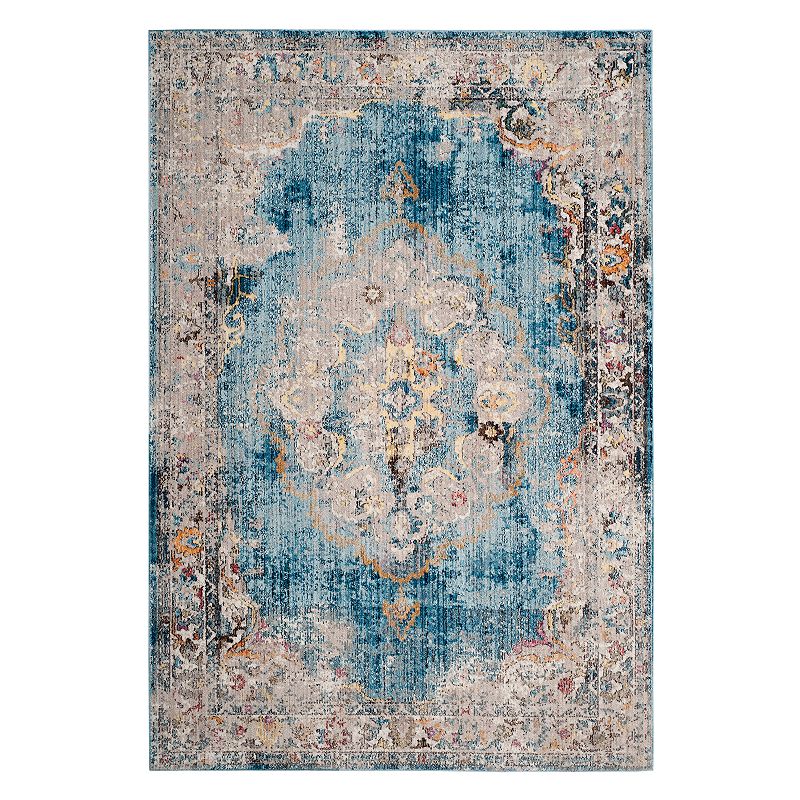 Safavieh Bristol Ashford Framed Floral Rug, Blue, 7Ft Rnd