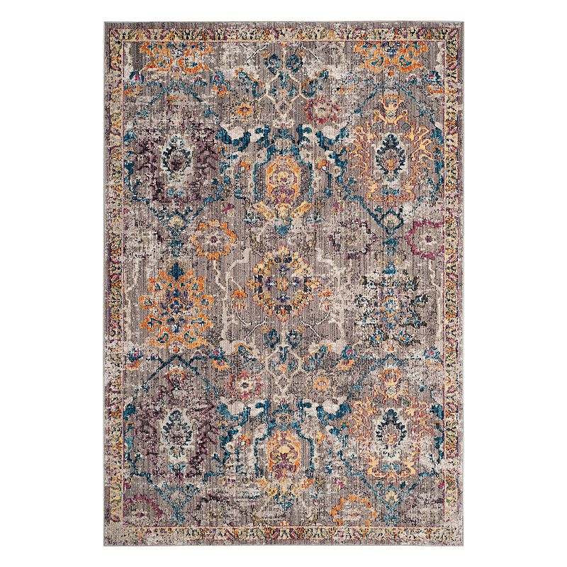 Safavieh Bristol Daniella Framed Floral Rug, Grey, 7Ft Sq
