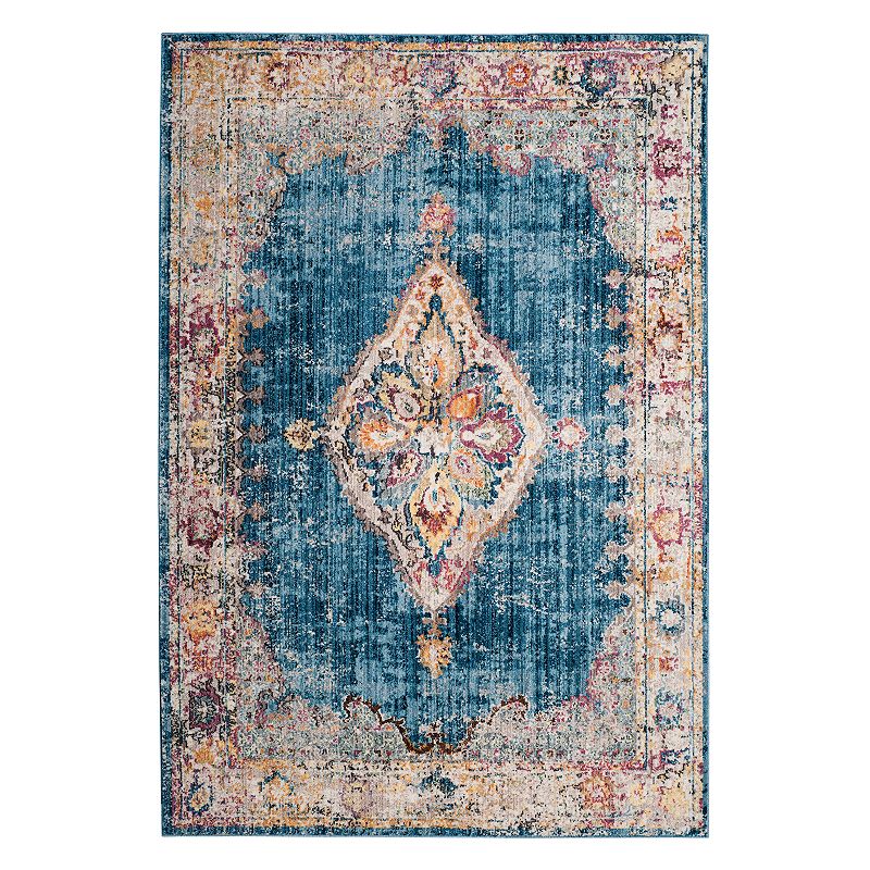 Safavieh Bristol Harper Framed Floral Rug, Blue, 7Ft Sq