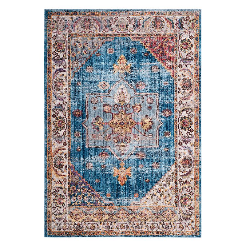 Safavieh Bristol Jacee Framed Floral Rug, Blue, 5X7.5 Ft