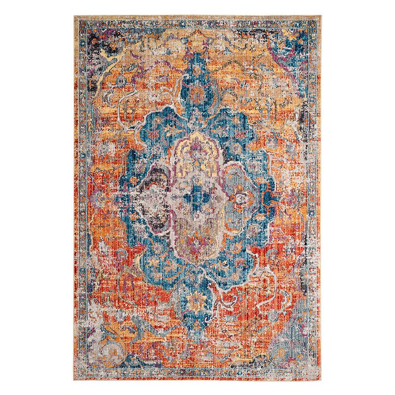 Safavieh Bristol Amelia Framed Floral Rug, Blue, 5X7.5 Ft