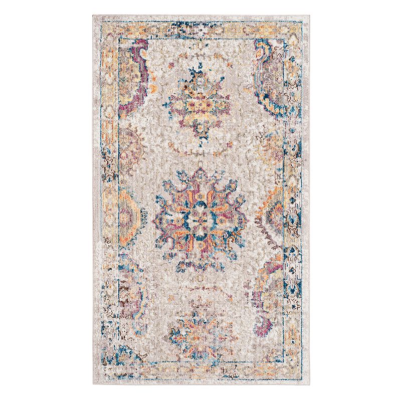 Safavieh Bristol Fairfax Framed Floral Rug, Grey, 7Ft Sq