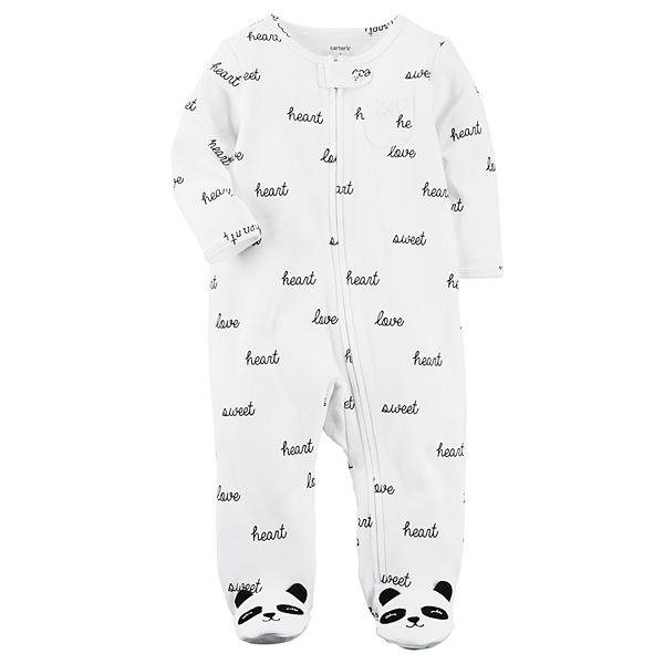 6 Months New $16.00 CARTER'S Baby Girls Panda Footed Sleep and Play Size 