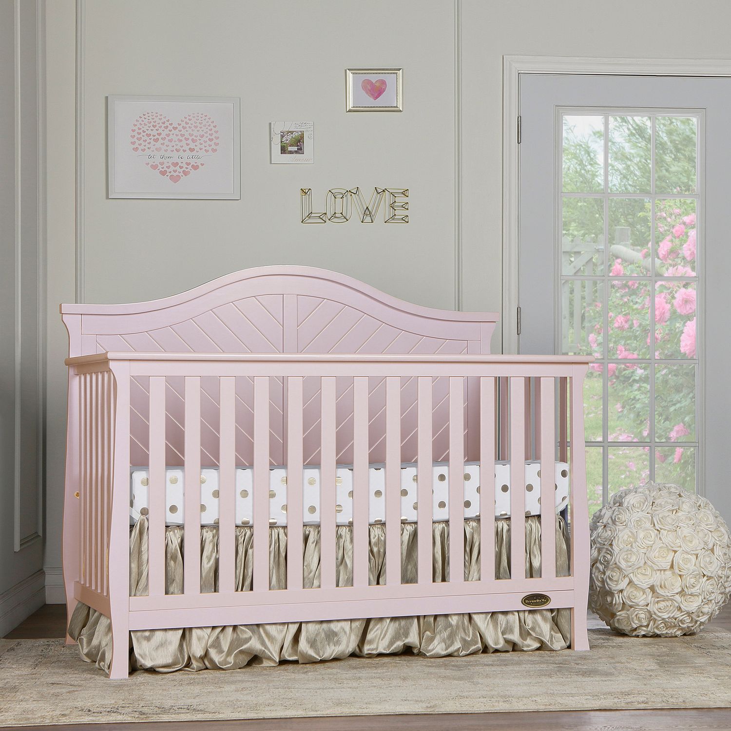 blush pink crib