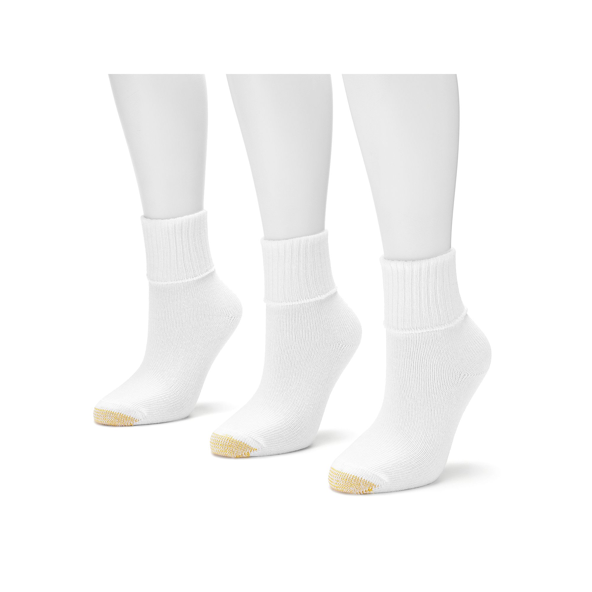 Womens GOLDTOE® 3-pack Bermuda Turn Cuff Socks, Size: 9-11, White