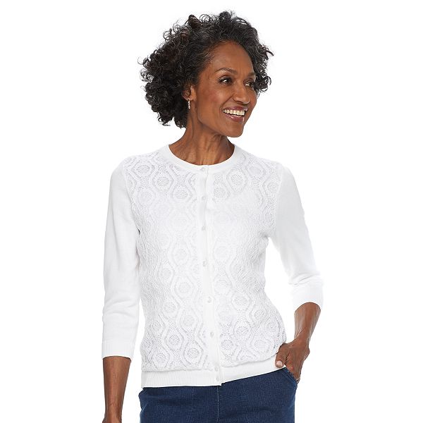 Women's Croft & Barrow® Lace Front Cardigan