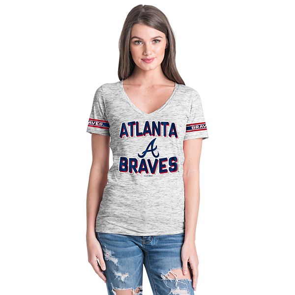 ATLANTA BRAVES WOMEN'S SPACE DYE CROP TOP LONG SLEEVE TEE