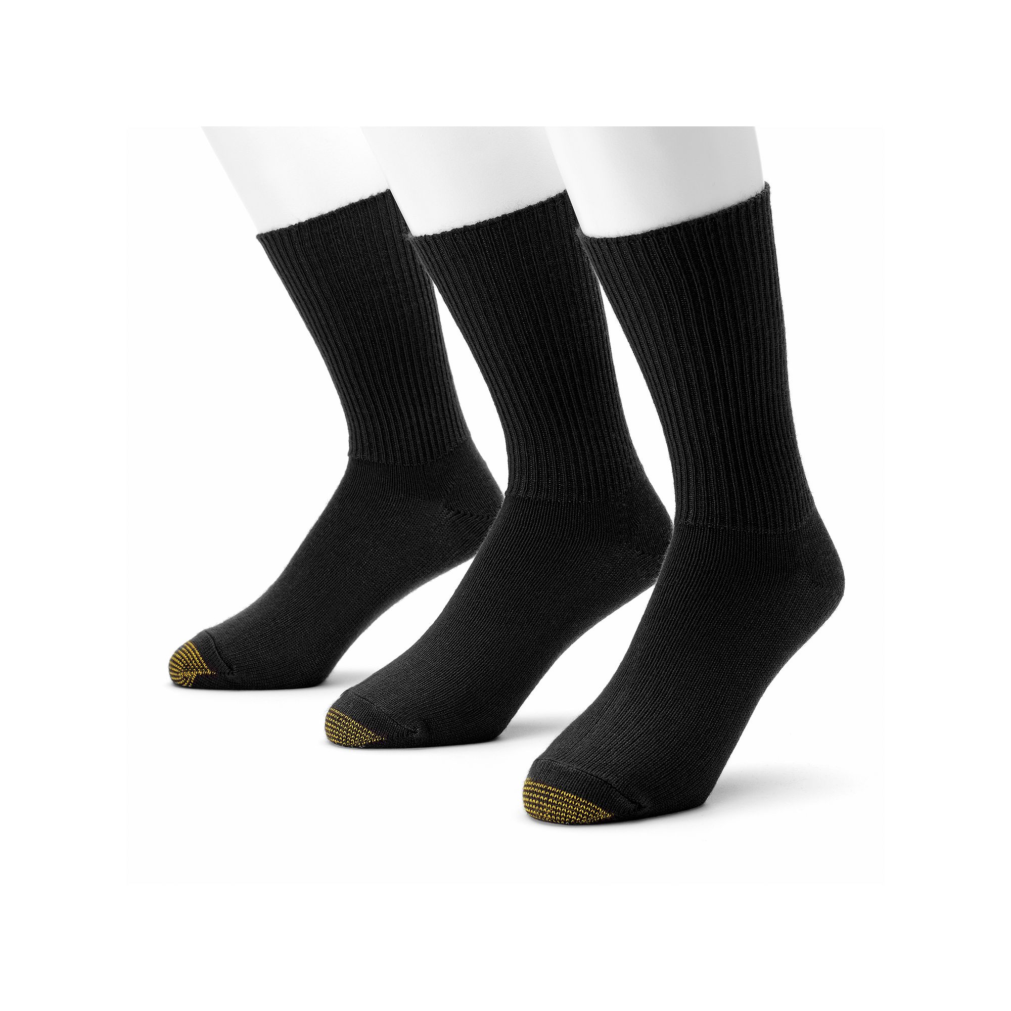 Mens GOLDTOE® 3-Pack Fluffies Crew Socks, Size: 6-12, Black