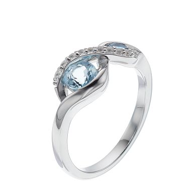 Sterling Silver Blue Topaz & Lab-Created White Sapphire Infinity Ring