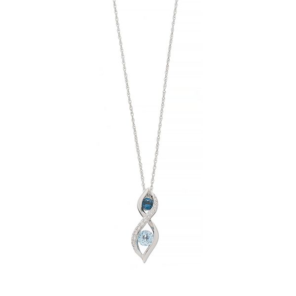 Sterling Silver Blue Topaz & Lab-Created White Sapphire Infinity Pendant