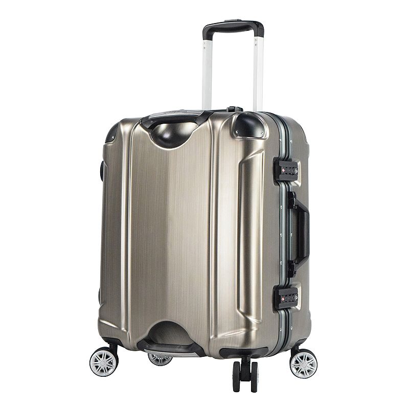 Travelers Club Luna 20-Inch Spinner Luggage, Beig/Green, 2 Pc Set