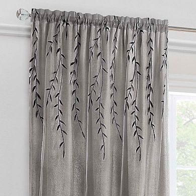 Achim 1-Panel Willow Embroidered Leaf Sheer Window Curtain