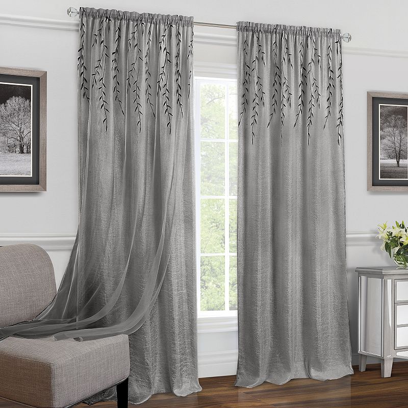 49895268 Achim 1-Panel Willow Embroidered Leaf Sheer Window sku 49895268
