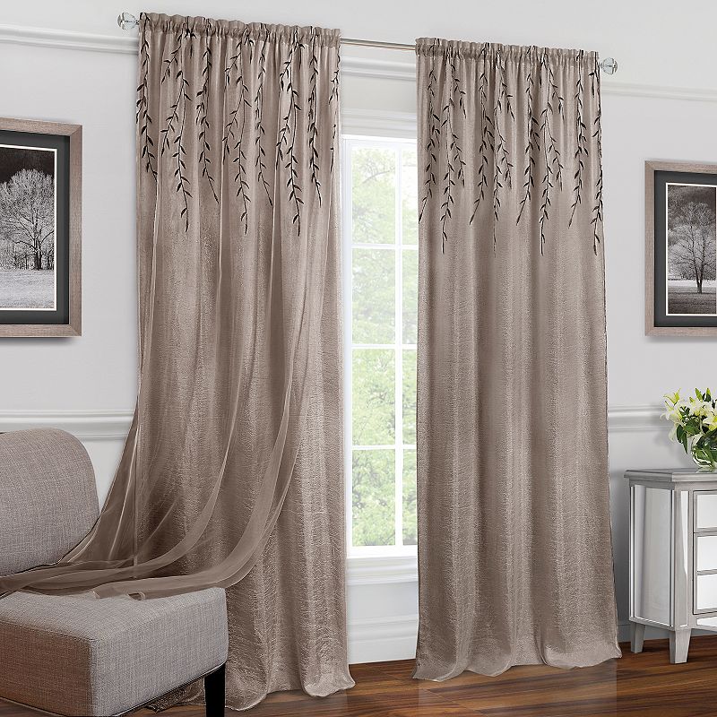 46417174 Achim 1-Panel Willow Embroidered Leaf Sheer Window sku 46417174