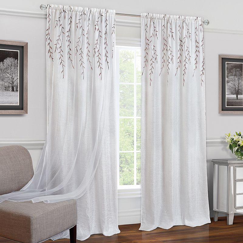 50211034 Achim 1-Panel Willow Embroidered Leaf Sheer Window sku 50211034
