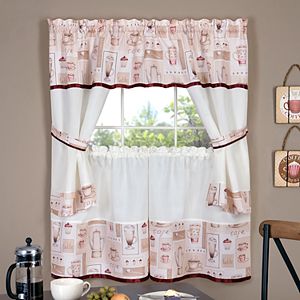 Achim Gingham Hearts Tier Valance Kitchen Window Curtain Set