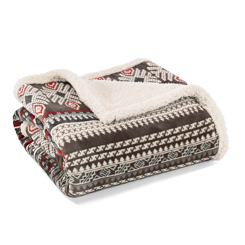 76064222 Eddie Bauer Printed Throw, Brown sku 76064222