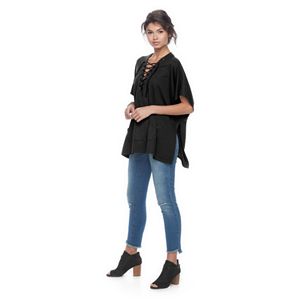 madden NYC Solid Jersey Lace-up Poncho
