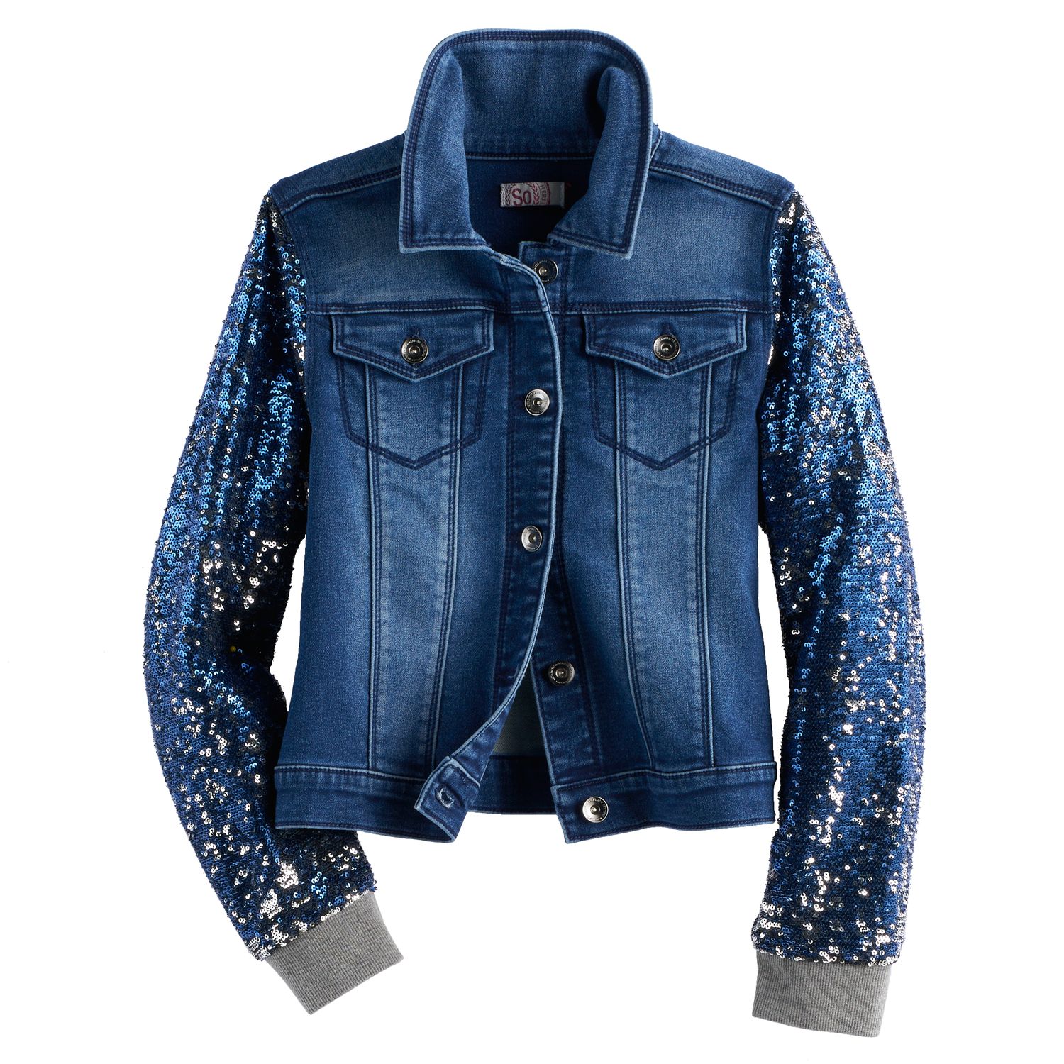 denim jacket sequin sleeves