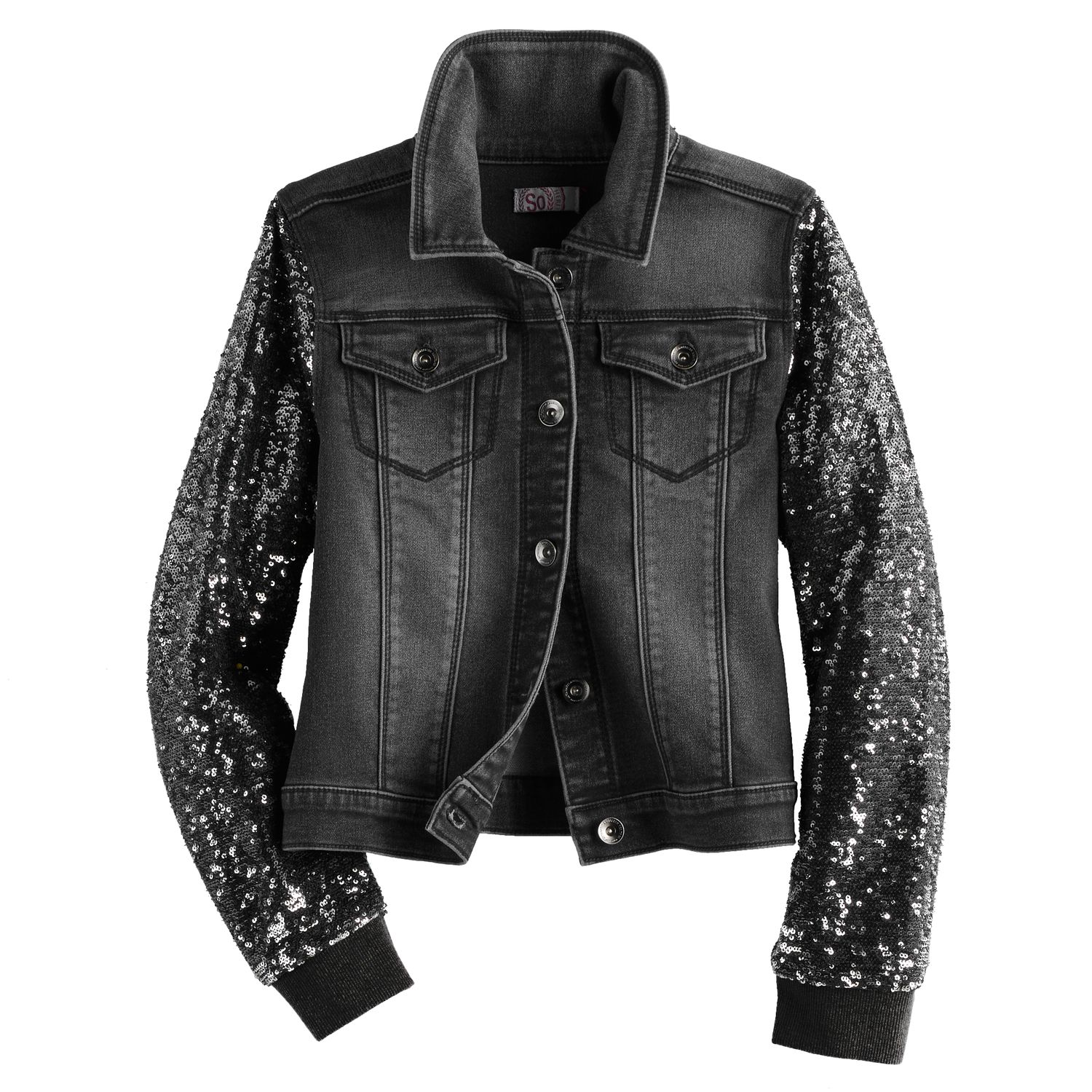 sequin sleeve jean jacket