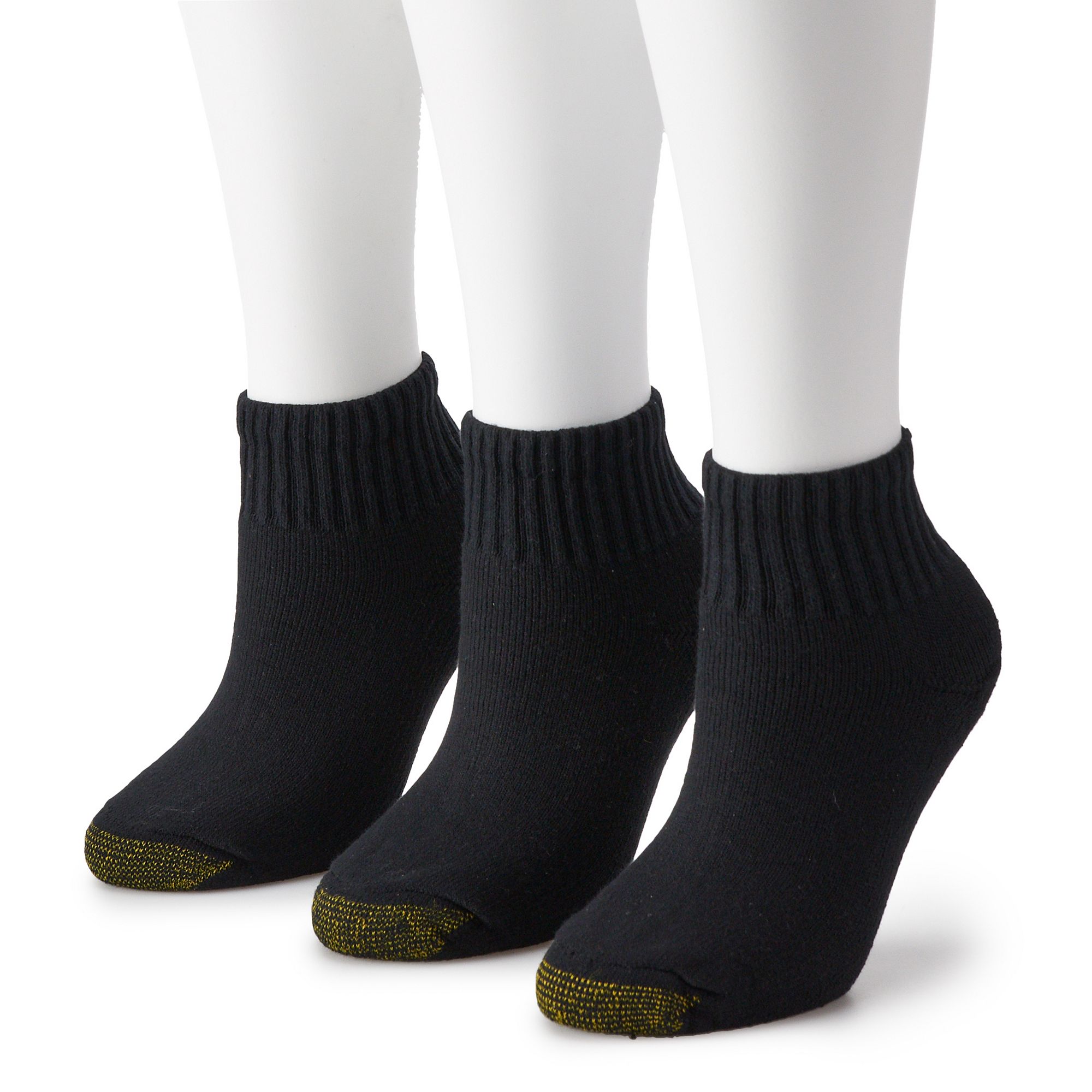 Womens GOLDTOE® 3-pack Ultra Tec Quarter Socks, Size: 9-11, Black