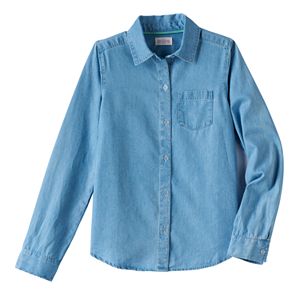 Girls Plus Size SO® Lyocell Chambray Button-Down Shirt