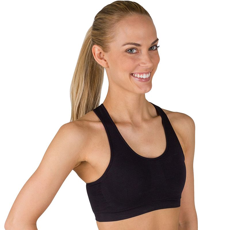 Jockey Sport® Bra: Seamless Medium-Impact Sports Bra 6997, Women's, Size: Large, Deep Black